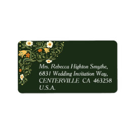 Grüne Blumenhochzeit Adressaufkleber