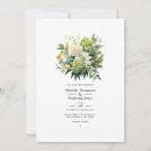 Grüne Blumenhochzeit Einladung (Vorderseite)