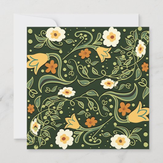 Grüne Blumenhochzeit Einladung (Rückseite)