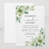 Grüne Blumenhochzeit Einladung (Vorne/Hinten)