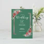 Grüne Blumenhochzeit in Burgund und Rose Einladung (Stehend Vorderseite)