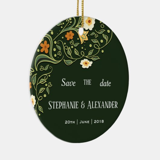 Grüne Blumenhochzeit Keramik Ornament (Rechts)