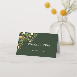 Grüne Blumenhochzeit Platzkarte