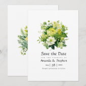 Grüne Blumenhochzeit Save The Date (Vorne/Hinten)