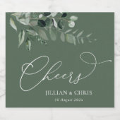 Grüne Blumenhochzeit Schaumweinetikett (Einzelnes Label)