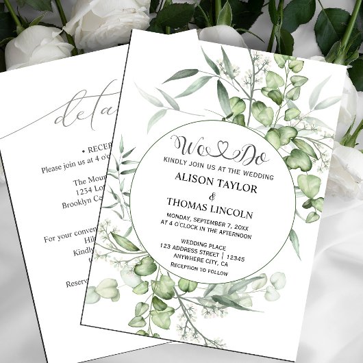 Grüne Blumenkalligrafie ganz einfach Einladung