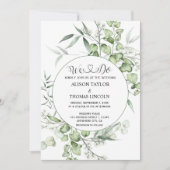 Grüne Blumenkalligrafie ganz einfach Einladung (Vorderseite)