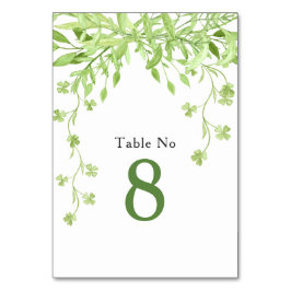 Grüne Blumenkarte Tischnummer