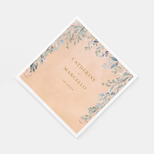 Grüne Blumenkaskade Rustikale Hochzeit Serviette (Ecke)