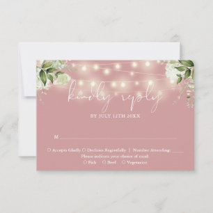 Grüne Blumenkettenlichter Staubrose Hochzeit RSVP Karte