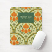 Grüne Blumenkunst im Jugendstil, feminines Geschäf Mousepad (Mit Mouse)