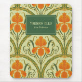 Grüne Blumenkunst im Jugendstil, feminines Geschäf Mousepad (Vorne)