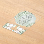 Grüne Blumenlephants Twins Babydusche Acryleinladungen (Ablage )