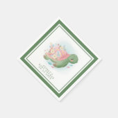 Grüne Blumenmeerschildkröte Niedliche Babydusche Serviette (Ecke)