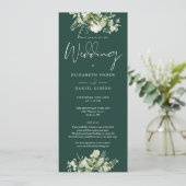 Grüne Blumenmonogramm Details SmaragdWedding Einladung (Stehend Vorderseite)