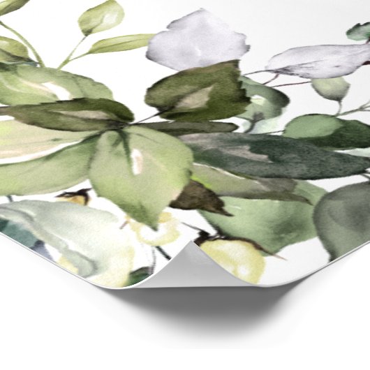 Grüne Blumenmuster BegrüßungsBabyduschzeichen Poster (Ecke)