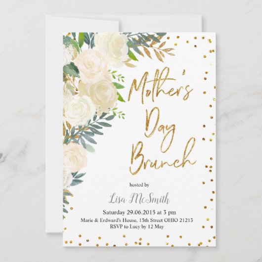 Grüne Blumenmütter Einladung (Vorderseite)