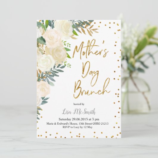 Grüne Blumenmütter Einladung (Stehend Vorderseite)