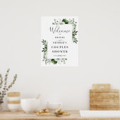 Grüne Blumenpaare Dusche Begrüßungszeichen Poster (Küche)