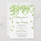 Grüne Blumenposten nur Hochzeitsempfang Einladung (Vorderseite)