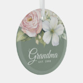 Grüne Blumenpraxis Datum des neuen Oma Ornament Aus Glas (Vorderseite Rechts)