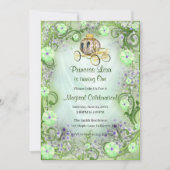 Grüne BlumenPrinzessin verzaubert 1. Geburtstag Einladung (Vorderseite)