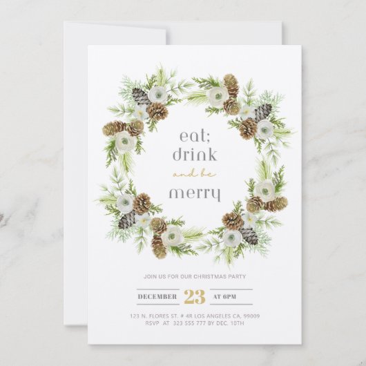 Grüne Blumenreste - Einladung (Vorderseite)