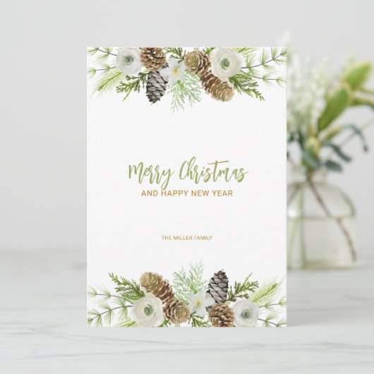 Grüne Blumenreste - Einladung (Stehend Vorderseite)