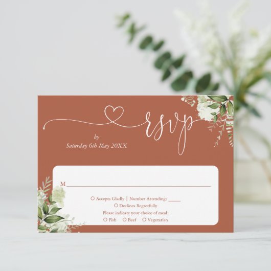 Grüne Blumenschrift Herz-Kreislauf-Gebiet RSVP Karte (Stehend Vorderseite)