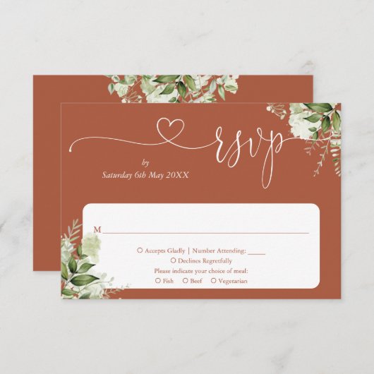 Grüne Blumenschrift Herz-Kreislauf-Gebiet RSVP Karte (Vorne/Hinten)