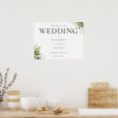 Grüne Blumenschrift Wedding Willkommenszeichen Poster (Küche)