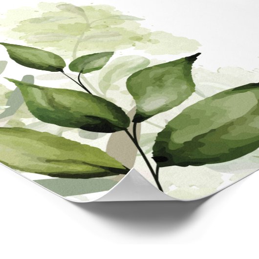 Grüne Blumenschrift Wedding Willkommenszeichen Poster (Ecke)