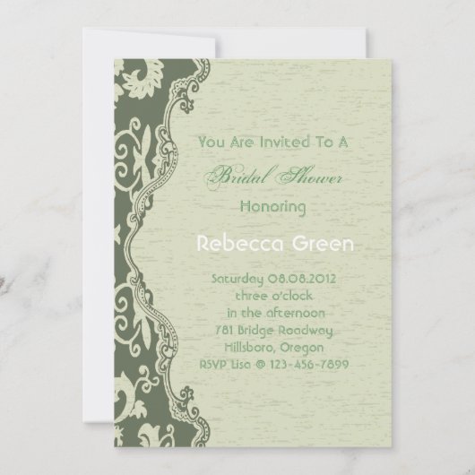 Grüne Blumenschuhe Brautdusche Einladung (Rückseite)