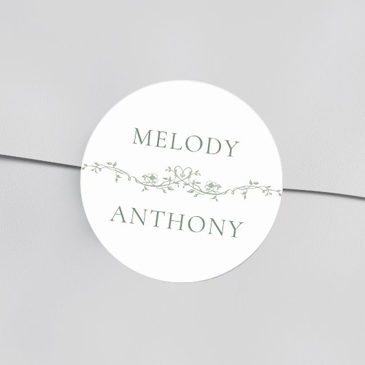 Grüne Blumenstrasse Elegante Hochzeit Runder Aufkleber