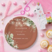 Grüne Blumenstrasse Lights Terracotta Wedding Pappteller (Party)