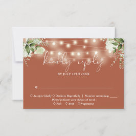 Grüne Blumenstrasse Lights Terracotta Wedding RSVP Karte