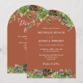 Grüne Blumenstrasse Terracotta QR Hochzeit Einladung (Vorne/Hinten)