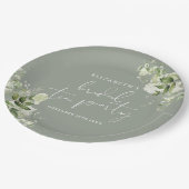 Grüne Blumenstrauß Grünes Brautparty Tea Party Pappteller (Schrägansicht)