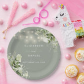 Grüne Blumenstrauß Lichter Sage Grüne Hochzeit Pappteller (Party)