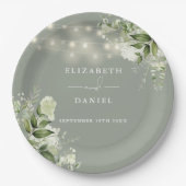 Grüne Blumenstrauß Lichter Sage Grüne Hochzeit Pappteller (Vorderseite)