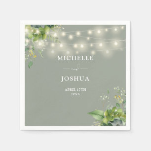 Grüne Blumenstrauß Lichter Sage Grüne Hochzeit Serviette