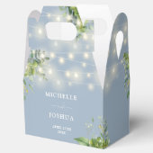 Grüne Blumenstrauß Lights Dusty Blue Wedding Geschenkschachtel (Geöffnet)