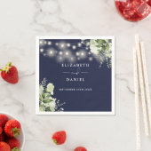 Grüne Blumenstrauß Lights Navy Blue Wedding Serviette (Beispiel)