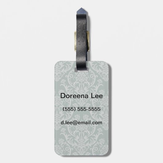 Grüne Blumentapete Gepäckanhänger (Rückseite vertikal)