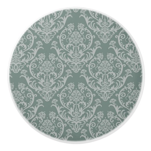 Grüne Blumentapete Keramikknauf (Vorderseite)