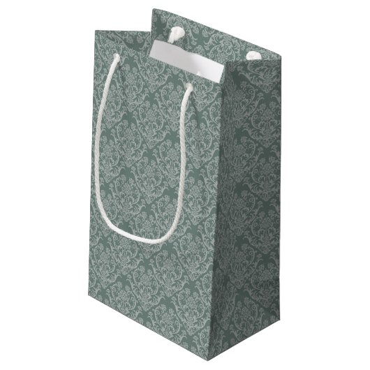 Grüne Blumentapete Kleine Geschenktüte (Rückseite Schrägansicht)