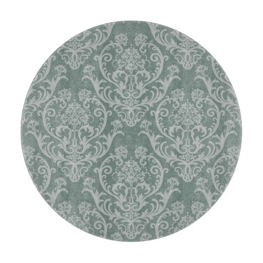 Grüne Blumentapete Schneidebrett (Vorderseite)