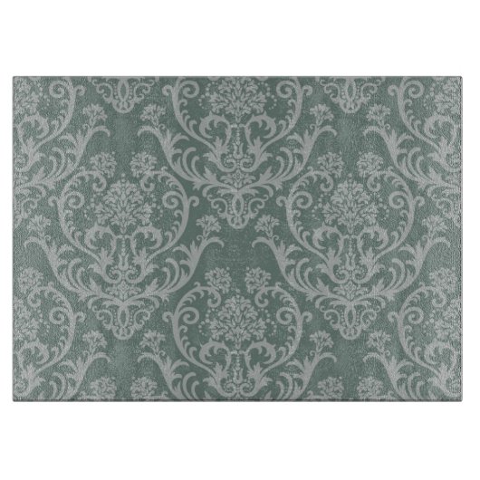 Grüne Blumentapete Schneidebrett (Vorderseite)