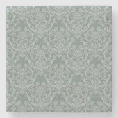 Grüne Blumentapete Steinuntersetzer (Vorderseite)