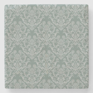 Grüne Blumentapete Steinuntersetzer